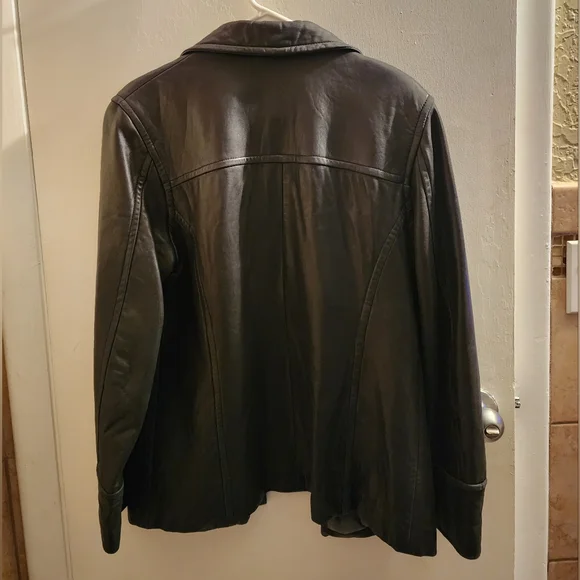 Leather Jacket, black, men's size small